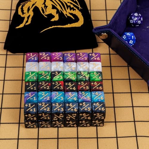 82 Pack Magic The Gathering Counter Dice Set 72 Pcs D6 MTG Dice Life Counters Tokens for Magic Card Game Accessories with 3 Pcs Rolling Dice 7 Pcs Drawstring Bags - color: 6 Colors