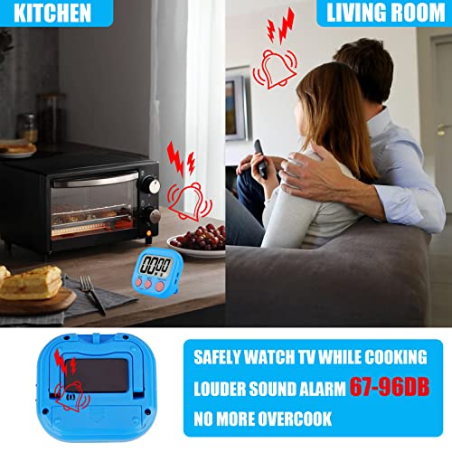 6 Pack Multi-Function Electronic Timer - Magnetic Digital Timers Big LCD Display the Loud/Silent Switch Countdown Timer Extensively Use in Break Time, Cooking,Gym, Meeting, Classroom