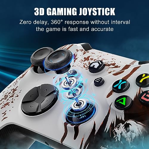 Xexvyrin Wireless for X-Box Controller, Compatible with X-Box One X|S, Series PC, Special Edition Custom Controller 6-Axis Motion Control/3.5mm Audio Jack/Dual Vibration/Macro Function/Turbo（white brown）