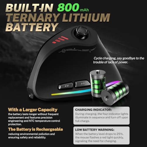 Gaming Mouse with 5 D Rocker, Wireless Vertical Mouse with [24000 DPI] [12 Programmable Buttons], Computer Mouse for Gamer/PC/E-Sports/Laptop (Black) - color: Black