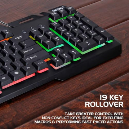 Accessory Power Infiltrate KL2 Membrane Gaming Keyboard - Quiet Keyboard with 3 Multi Color LED Lighting Modes