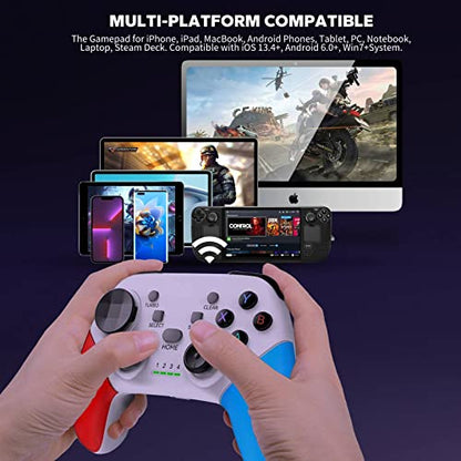 arVin Game Controller for iPhone/iOS/Android/PC/Steam Deck with Phone Holder, Turbo, Wireless Gamepad Joystick for iPhone 15/14/13/iPad/MacBook/Samsung Galaxy/Tablet, Call of Duty, Apex -Direct Play - color: White