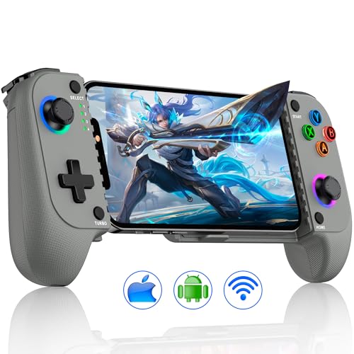 HEYLACOOLX Game Controller for Android iPhone w Hall Joystick & Turbo,Wireless Phone Gaming Controller Gamepad for Xbox Cloud,Steam Link,GeForce Now,MFi Apple Arcade,Call of Duty,Roblox - color: Gray