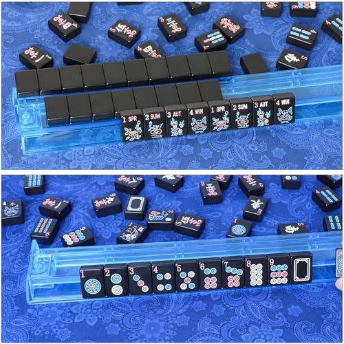 American Mahjong Tiles (1.2”,Tiles Only), 166 Mahjong Tile Set with Black Color (Tiles Only) - color: Black