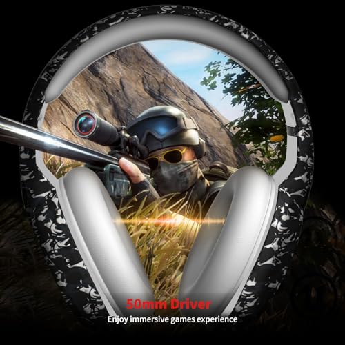 ZIUMIER Wired Camo Gaming Headset for PC, PS5, PS4, Xbox Series X|S | Noise Canceling Microphone, LED RGB Light, 50mm Driver, 3.5mm Audio Jack, Soft Memory Foam, Multi-Platform Headphones - color: Camouflage
