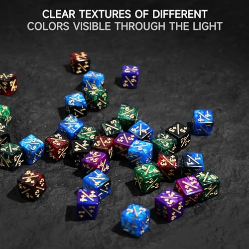 SIXPOINTS 48Pcs 12mm MTG Counter Dice Plus 1 Life Counters +1/+1 Tokens 4 Color 6 Sided Dice Set with Case for Magic The Gathering, MTG, TCG, Card Games Accessories (Red & Green & Blue & Purple) - color: Red & Green & Blue & Purple
