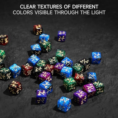 SIXPOINTS 48Pcs 12mm MTG Counter Dice Plus 1 Life Counters +1/+1 Tokens 4 Color 6 Sided Dice Set with Case for Magic The Gathering, MTG, TCG, Card Games Accessories (Red & Green & Blue & Purple) - color: Red & Green & Blue & Purple