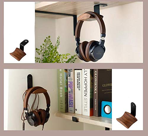 YANGMEI Under-Desk Mount Headphone Hanger Holder Headset Stand Walnut Wood Headphone Rack Hook Desk Tabletop Tape Under-Desk Mount Headphone Hanger Holder for Audio,Studio & Gaming Headphones - color: Z shape