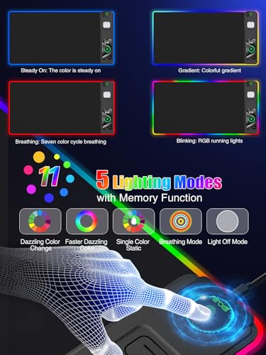 Mouse Pad with Foldable Phone Holder & Wireless Charger, XXL RGB Gaming Mousepad 31.5"x15.8" Large Desk Mat for Keyboard, Black Desk Pad with Dual Qi Charging Station | 11 Colors 5 Modes | Waterproof - color: 31.5x15.75"Phone Stand-Black Right w/PD Upgrad