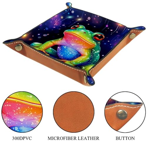 Galaxy Frog Dice Tray PU Leather Dice Rolling Tray Folding Dice Holder for Dice Games, Like RPG, DND and Other Table Games - color: Multi 2