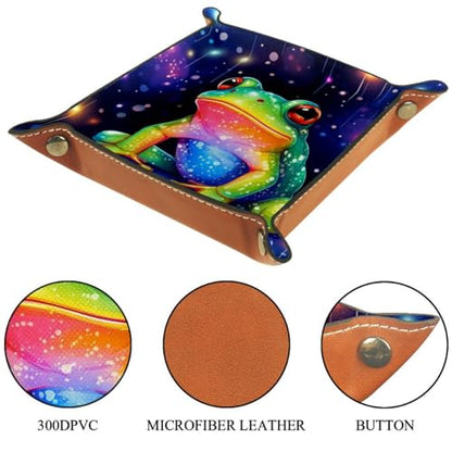 Galaxy Frog Dice Tray PU Leather Dice Rolling Tray Folding Dice Holder for Dice Games, Like RPG, DND and Other Table Games - color: Multi 2