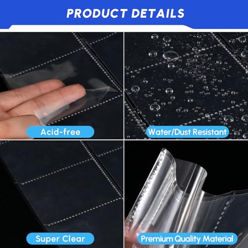 80 Pack 9 Pocket Trading Card Sleeve Pages,Page Protectors Card Sleeves Binder Sheets for 3 Ring Binder,Card Binder Sleeves for Baseball, Football, Game Sport Business Cards - size: 80 Pack