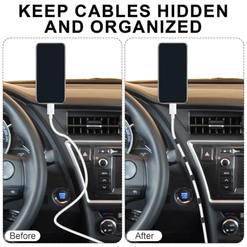 NQEUEPN 12pcs Car Trim Cable Clips, ABS Wedge-Shaped Hidden Cable Organizer Clips Wire Management Cord Holder for Vehicle Interior Phone Chargers Dash Cams Easy Installation (Black)