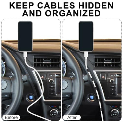 NQEUEPN 12pcs Car Trim Cable Clips, ABS Wedge-Shaped Hidden Cable Organizer Clips Wire Management Cord Holder for Vehicle Interior Phone Chargers Dash Cams Easy Installation (Black)