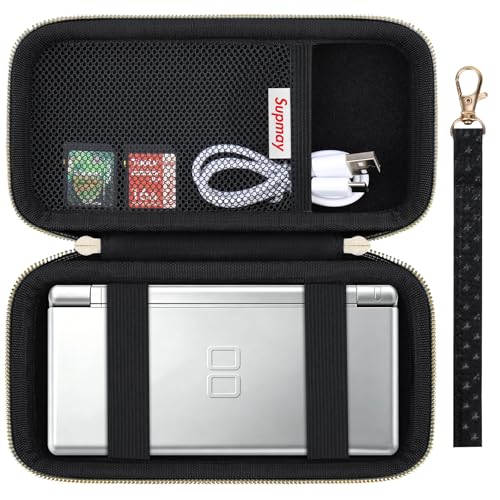 Supmay Hard Carrying Case Compatible with Nintendo DS Lite NDSL, Gameboy Advance Games Storage Holder Travel Bag with Mesh Pocket for USB Charging Cable, Stylus, Earphones, Game Cartridge, Black - color: Black Star