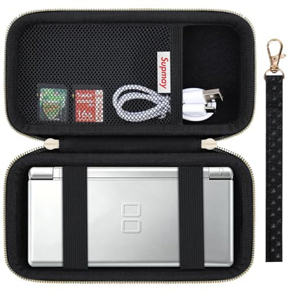 Supmay Hard Carrying Case Compatible with Nintendo DS Lite NDSL, Gameboy Advance Games Storage Holder Travel Bag with Mesh Pocket for USB Charging Cable, Stylus, Earphones, Game Cartridge, Black - color: Black Star