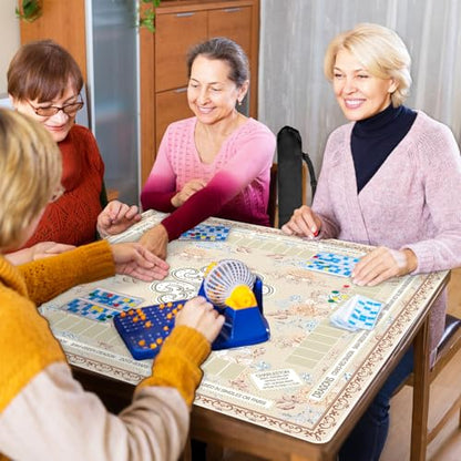 party greeting Chinoiserie Mahjong Mat with Black Carrying Bag 31.5 x 31.5 in Multi Purpose Game Table Cover Anti Slip and Noise Reduction for Mahjong Poker Board Card Dominoes Games(Beige) - color: Beige