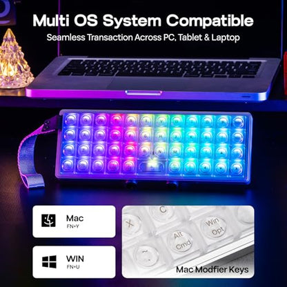 EPOMAKER Luma40 Low Profile Mechanical Keyboard with QMK/VIA & CNC Metal | Transparent PC Keycap, Hot-Swap, Kailh Linear Switch, 2.4Ghz/BT/USB, 40% Wireless Gaming Keyboard for Mac/Win