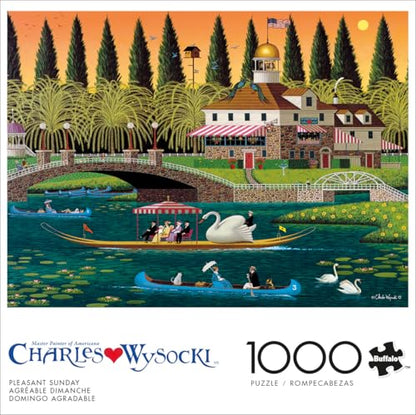 Buffalo Games - Charles Wysocki Pleasant - 1000 Piece Puzzle for Adults | Art by Charles Wysocki, Frameable Art, Made in USA, Recycled Board, Includes Poster, Challenging, intermediate to expert
