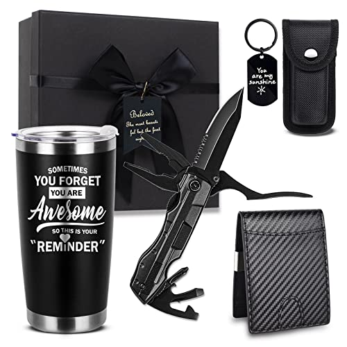 Birthday Gifts for Men Funny Christmas Gifts Baskets for Him Father’s Day for Dad Anniversary Who Have Everything for Husband, Boyfriend, Brother, Son, Grandpa Tumbler Multitool Gift Set