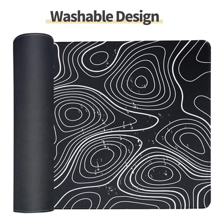 Bloss Large Gaming Mouse Pad Desk Mat, Mousepads with Anti-Slip Rubber Base, Extended Desk Pad, Mouse Mat-Black and White Topography (31.5 x 15.7 Inches, 2MM) - color: Topographic-no Wrist Rest, size: 31.5 in x 15.7 in x 0.08 in