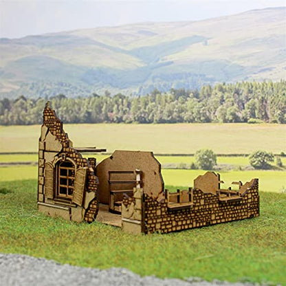 War World Gaming Destroyed Normandy House for Historical Wargames 20-28mm Scale Laser Cut MDF Building - size: Destroyed Normandy House