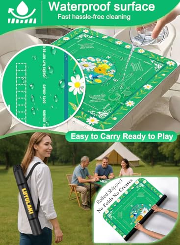 Crease-Free Mahjong Learning Mat 33.1" x 33.1", American Mah Jongg Mat with Rules, Quiet Non-Slip Large Mahjong Table Cover, Floral Gaming Mats for Mahjong, Poker, Dominoes & Board Games (Fresh Green) - color: Fresh Green