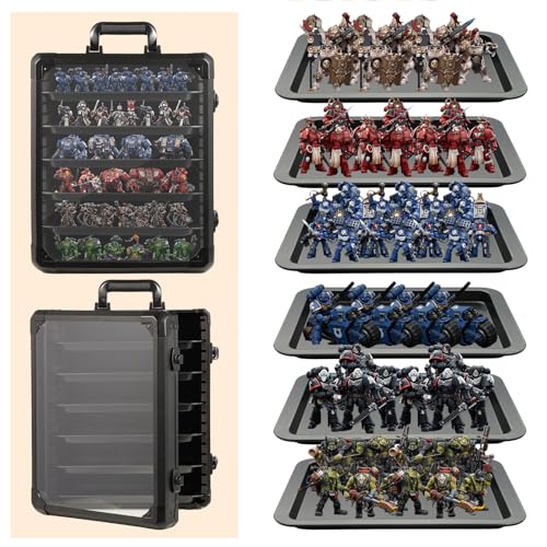 Miniature Carrying Case, Miniature Storage Case with 6 Trays, Aluminum Alloy Frame, Display and Transport Action Figure Display Case for Collectibles Miniatures, Best Gifts for Men - size: Medium