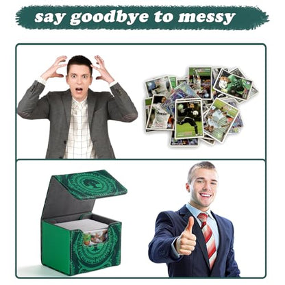 Deck Box for MTG Cards, Trading Commander Deck Case Holds 120+ Sleeved Cards, PU Leather Magnetic Collectible Card Storage Box Fits for TCG Magic Card (Green) - color: Green