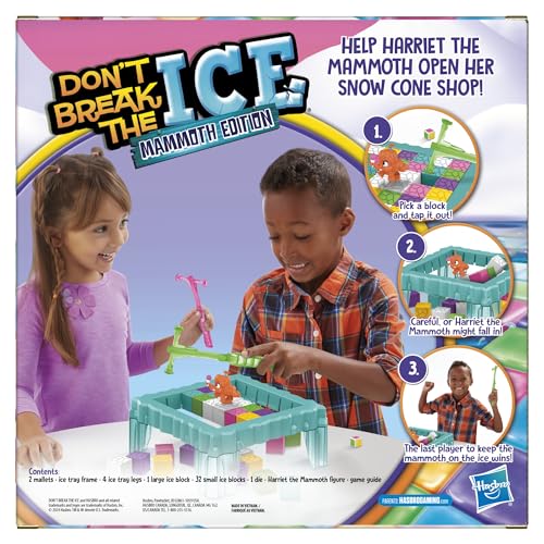 Hasbro Gaming Don’t Break The Ice Mammoth Edition Board Game | Ages 3 and Up | 2 to 4 Players | Preschool and Kids Games (Amazon Exclusive)