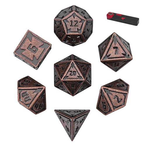 UDIXI Metal Dice Set D&D RPG Metal DND Dice Set for Tabletop Game (Copper) | 7-Pieces, Lozenge Pattern, Zinc Alloy Material, Gorgeous Gift Case, DM Gift, for Dungeons and Dragons Role Playing Games - color: Copper