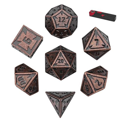 UDIXI Metal Dice Set D&D RPG Metal DND Dice Set for Tabletop Game (Copper) | 7-Pieces, Lozenge Pattern, Zinc Alloy Material, Gorgeous Gift Case, DM Gift, for Dungeons and Dragons Role Playing Games - color: Copper