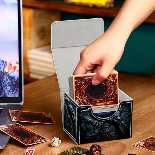 PU Leather Deck Box for MTG Commander Cards, Fits 100+ Double Sleeved Cards, Secure Magnetic Trading Card Storage Case for TCG CCG,Dark Raven Crow - color: Dark Raven Crow