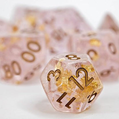 Sage’s Portal Cantrips DND Dice Set - Round Edge Resin 7-PC Polyhedral DND Dice Set for Dungeons and Dragons D&D RPG Tabletop TTRPG (Pink Transparent) - color: Pink Transparent