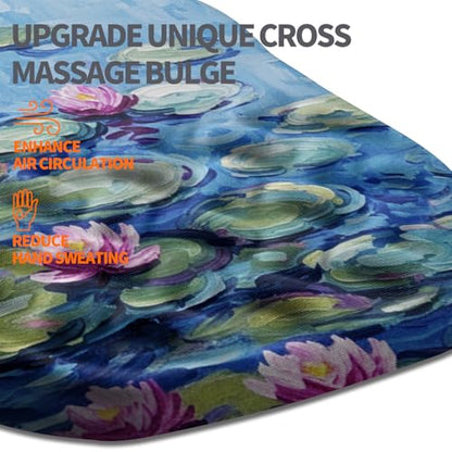 Ergonomic Slope Mouse Pad Wrist Support, Wrist Rest Mousepad for Carpal Tunnel Pain Relief with Massage Bulge and Slow Rebound Memory Foam (12x8 inch, Lotus Pond) - color: Am039-lotus Pond