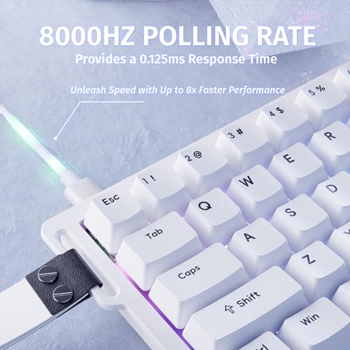 ATTACK SHARK X68 HE 60% Wired RT 8K Keyboard and Wireless R1 Mouse-White | Adjustable Actuation,Hall Effect Mechanical Magnetic Switch,Coiled Cable,USB C/2.4Ghz/BT Ultralight 18K DPI Mice for PC Gamer - color: White, size: Keyboard Mouse