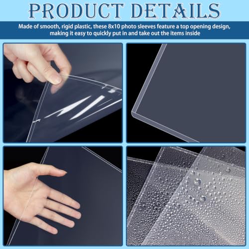Vmiapxo 15 Pack 8" x 10" Hard Plastic Card Sleeves, Waterproof Rigid Protectors Clear Double Sided Display Sheet Holders for Prints Photos Pictures Art Papers Posters - size: 8" x 10"