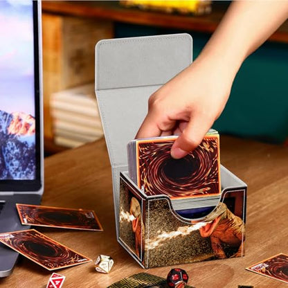 PU Leather Deck Box for MTG Commander Cards, Fits 100+ Double Sleeved Cards, Secure Magnetic Trading Card Storage Case for TCG CCG,Fire Breathing Komodo Dragon - color: Fire Breathing Komodo Dragon