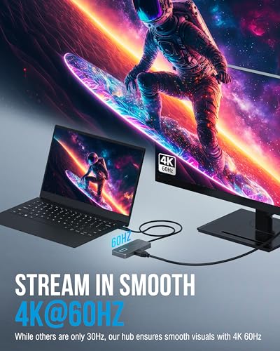 SABRENT USB-C Hub 5-in-1, 10Gbps, 4K HDMI, 100W PD (HB-TG5P) | USB-A & USB-C; single 4K@60Hz HDMI; 80W laptop charging; aluminum; MacBook, iPad, laptops; powered usb c hub - color: Matte Black