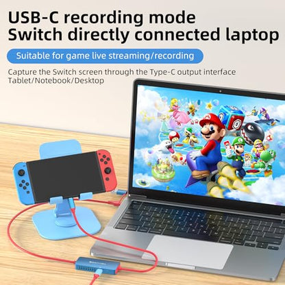 HDMI Video Capture Card Compatible with Nintendo Switch 2, Mobile Phones, and PC Devices Features a PD 100W Charging Port Supports 4K60Hz Video Capture for Gaming livestreaming and Recording