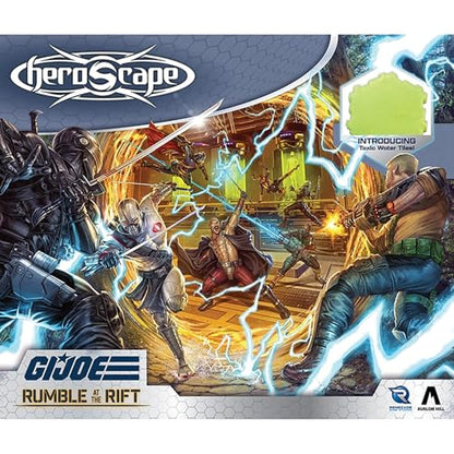 Renegade Game Studios G.I. Joe Heroscape Rumble at The Rift Battle Box | Tactical Military Board Game Featuring 8 Miniatures, Modular Hex Terrain Tiles, and Cobra Fortifications for 2 Players