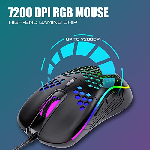 RedThunder 60% Gaming Keyboard and Mouse Combo, Ultra-Compact 61 Keys RGB Backlit Mini Keyboard, Lightweight 7200 DPI Honeycomb Optical, Wired Gaming Set for PC MAC PS5 Xbox Gamer(Black) - style: 01 Black Wired Combo