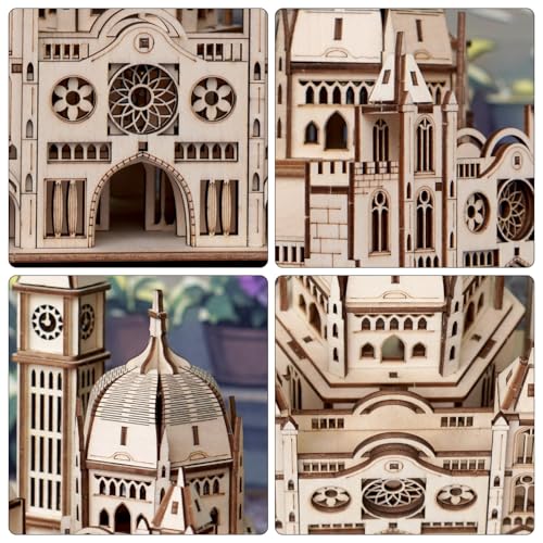 3D Wooden Puzzles for Adults, DIY Castle Model Building Kit | Creative Craft & Model Kits for Adults, DIY Assembly Puzzle Desk Decor, Holiday Gift for Xmas, Teens Men 14+, STEM Project - style: Castle