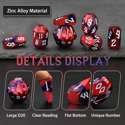 FONVGOGO Metal Dice Set D and D for Dungeons and Dragon, Metal Polyhedral DND Dice with Cardboard Box Unique Cool RPG Dice for Role Playing Tabletop Games Gifts (Black Red) - color: S Black Red