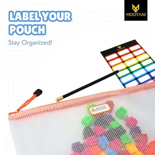 24 Pcs Mesh Zipper Pouch Bags A3 (16x12) Inches Large Waterproof, Reusable Zipper Bags for Board Game & Puzzle Storage, Classroom, Office & Organization, 8 Colors