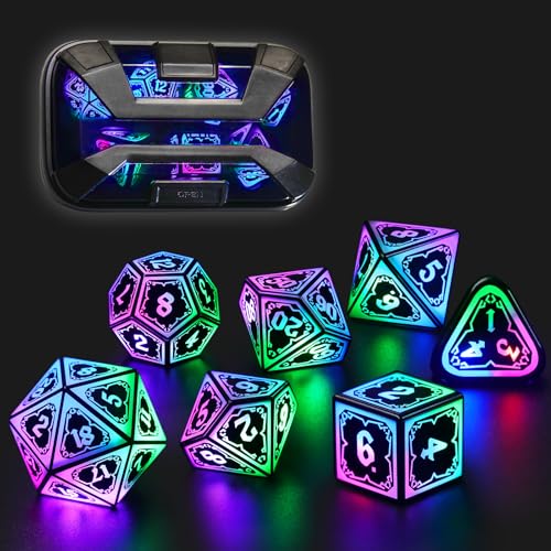 Light up LED DND Dice Set Rechargeable for Dungeons and Dragons Ttrpg, ABS | FONVGOGO D and D Glow in the Dark Dice with Charging Box for Board Game, Gift for DND Lover, Lightweight Polyhedral Colored - color: Astral Shard Colorful
