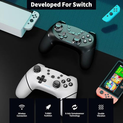 AceGamer Wireless Controller for Switch/Switch 2/Lite/Oled/Windows PC, Bluetooth Controller - color: Black&White