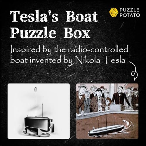 Tesla's Boat-Escape Room Game in a Box-Electronic Puzzle Box-Brain Teaser Puzzle Box-3D Wooden Puzzle for Adults - Money Puzzle Box for Cash Gift - Birthday GiftBox MoneyBox - color: Tesla's Boat