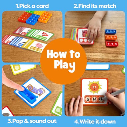 Aizweb CVC Word Games Kindergarten,Phonics Games for Kids Ages 3-8,CVC Flashcards for Preschool Special Education Classroom Supplies,Reading&Spelling Activity Phonics Manipulatives for Kids - style: CVC