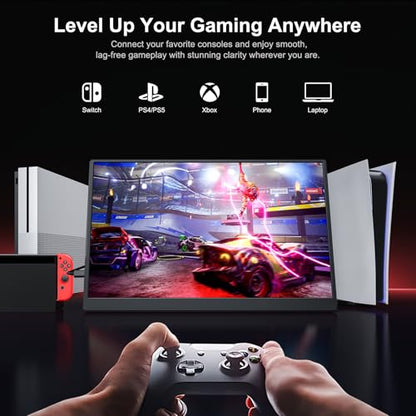 Anyuse 14" FHD 1920×1200 Portable Monitor – USB-C HDMI Ultra-Slim IPS Travel Display with Speakers, HDR Plug & Play, 400cd/m² Brightness, External Second Screen for Laptop PC Mac Phone - size: 14''